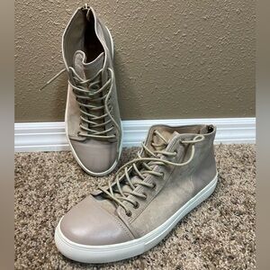 Elaine Turner Tan Beige Leather and Suede High Top Sneakers Women’s 7